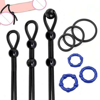 Conjunto de 9 peças/3 peças de Anéis Penianos Ajustáveis, Suprimentos Eróticos Masculinos, Anéis de Suporte para Ereção, Brinquedos Sexuais Adultos, Anéis Penianos, Dispositivo de Estimulação Sexual, Brinquedos Sexuais para Casais e Homens
