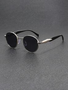 1 Pair Men's Fashion Vintage Style Oval Frame Glasses, Perfect Blend Of Modern And Retro, Suitable For Vacation, Party, Daily Life, Commute, Fits All Face Shapes - Multicolor - View 9