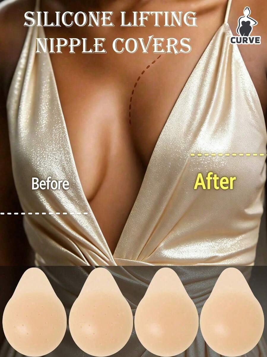 Reusable Silicone Breast Lift Pads, Invisible Self-Adhesive Breathable Shaping Pads, Washable, Suitable For Backless Dresses, Weddings, Parties And Daily Wear - Multicolor - View 1