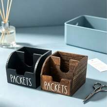 Vintage Wooden PACKETS Multi-Compartment Storage Box, Tea Bag & Coffee Pod Desktop Organizer, Entryway Countertop Clutter Storage Holder - Multicolor - View 5