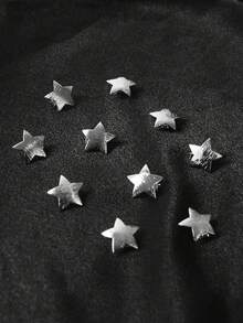 6pcs Star Shaped Hair Clips, Gold Metal Textured Bead Hair Clamps, Hair Accessories For Summer, Beach, Hair Styling, Head Accessories - Silver - View 3