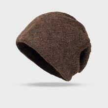 Minimalist Vintage Hollow Cable Knit Beanie, Oversized Fit, Face-Slimming, Ear-Covering Warm Hat For Shopping, Commuting, Travel, Matching With Coats And Sweaters - Multicolor - View 9