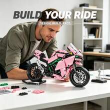1:20Mechanical Racing Motorcycle Building Blocks Kit, 838 Pieces DIY Assemble Sport Motorbike Model, Simulated Chain Transmission & Rotatable Wheels, High Detail Collectible Desktop Decoration Toy, For 14+ Teens Adults, Holiday Birthday Present - Multicolor - View 11