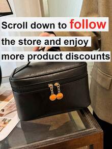 Cartoon Pattern Makeup Bag With Zipper - Black - View 2