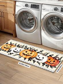 1/2pcs Halloween Pumpkin Pattern, Autumn Vintage Diatomaceous Earth Mat, Super Absorbent, Non-Slip, Perfect For Bathroom, Kitchen And Dining Room, Quick Dry, Ideal Gift For Home Decor And Bathroom Mat - Multicolor - View 12