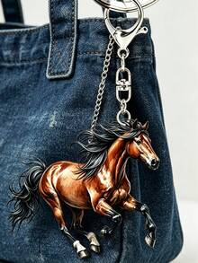 Horse Acrylic Keychain, Flat Car Interior Rearview Mirror Hanging Ornament - Backpack Hanging Decor - Perfect Gift For Horse Lovers, Bag Accessory, 2D Design - Daily Use - Birthday Gift, Acrylic Car Pendant, Multi-Functional Car Key Accessory, Earphone Pendant, Phone Case Pendant, Suitable For Car Keys, Backpacks And Handbags, Perfect Gift For Friends, Teachers, Family, Horse Lovers, Back To School Gift, Teacher's Day Gift - Multicolor - View 4