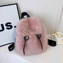 Sweet Furry Bow Backpack For Women Winter Soft Plush Mini Shoulder Bag - Backpack - View 9
