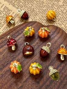 3-50pcs Vintage Autumn Style Handmade Resin 3D Pine Cone, Pumpkin, Mushroom, Chestnut Pendants For DIY Necklace, Bracelet, Earring Materials, Charming Jewelry Accessories To Create Your Own Autumn Style - Multicolor - View 4