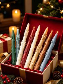 1pc Embossed Long Stem Christmas Candle Silicone Mold, Fine Texture And Soft Material, Suitable For DIY Aromatherapy Candles And Miniature Landscape Decoration, Ice Skate & Walnut Embossed Pattern, Home Desktop Holiday Decor, Resin Craft Mold, Suitable For Handmade Creators, Christmas, New Year, Thanksgiving, Halloween - A - View 6