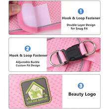 Reflective Adjustable Pet Harness And Leash Set, Breathable Mesh Cat And Dog Walking Vest, Pressure Relief Design, Suitable For All-Season Outdoor Walking - Pink - View 9