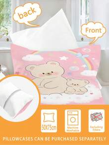 2/3PCS Pink Background Cartoon Bear Fitted Sheet Set Soft Breathable Bedding For All Seasons Twin/Full/Queen 100% Polyester Machine Washable - Multicolor - View 7