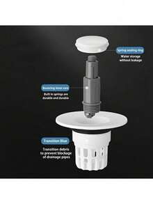 2/1 Pc Pop-Up Bathroom Sink Drain Plug - Multi-Functional Pressure Filter, Durable Plastic Material, Anti-Clogging Bathroom Sink, Sink Drain Filter, Restaurant And Kitchen Food Waste Filter, Bathroom Accessories And Gadgets/Bathroom Essentials. - Multicolor - View 4