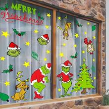 The Grinch 8pcs Christmas Static Window Stickers, Merry Grinchmas Holiday Static Decals, Glue-Free Reusable Glass Stickers For Christmas Home Shop Window Holiday Decoration - Multi-color - View 3