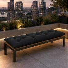 100x45 Cm Soft Fiber-Filled Bench Cushion, Single Seat Cushion (Bottom Part Only), Made In Turkey. - Black - View 6