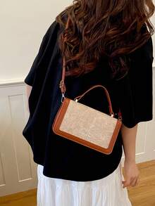 Box-Shaped Bag, Fashionable Commuter Versatile Design, Premium Texture, Durable & Waterproof Material, Slimming & Elegant, Casual Travel First Choice - Brown - View 2