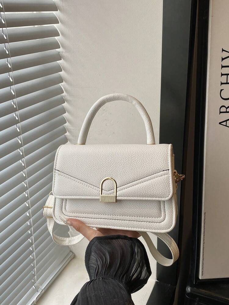 Tas Selempang Wanita Modis Model Vintage Baru, Tas Bahu Selempang dengan Tekstur Berkualitas - Putih - View 11