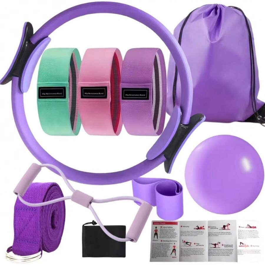 Home Fitness Set, Fabric Hip Resistance Band + Mini Pilates Yoga Ball, For Hip, Leg, Core Muscle Training - A - View 1
