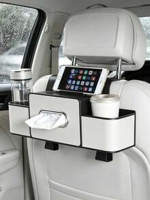 Multifunctional Car Seat Back Organizer, Dual Cup Holders + Tissue Box + Phone Storage, Easy Installation, Keep Car Interior Tidy - Multicolor - View 2