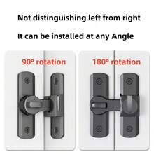 1pc Heavy Duty Security Anti-Theft Door Lock Handle, Commercial/Residential Grade Security Bolt Lock Anti-Pry Lock, With Adjustable Sliding Bolt 90°/180°, Anti-Pry Lock Latch, Includes Screws, Manual Operation, Reinforced Durable Structure - Black [90°/180° Universal] (Double-sided Adhesive) - View 10