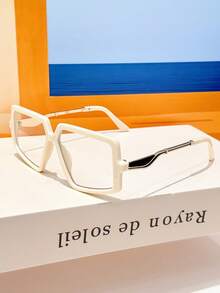 1PC Unisex Square Contrast Color Elegant Metal Decor Plain Lens Glasses Frame, Y2K Retro Street Style, Daily Wear, Vacation - Clear - View 15