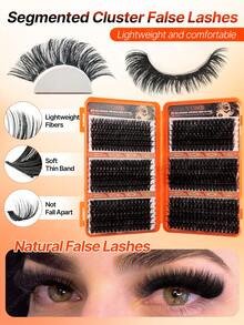 648/684/720pcs Natural False Eyelashes, Made Of Faux Mink Fur Material, With Lightweight, Soft And Comfortable Eyelash Clusters. Equipped With Eyelash Tools, It Can Create A Natural And Beautiful Effect. Suitable For Halloween And Christmas. - Multicolor - View 5