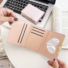 Textured Trifold Small Wallet Multi CardSlots Purse With Photo Window - Multicolor - View 4