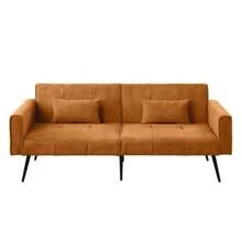 Best Choice Products Upholstered Futon Sofa Bed,Comfy Modular Foldable Sleeper Sofa 68″Fabric Couch Sleeper For Home,Dorm, Bonus Room, Compact Spaces. - Orange - View 12