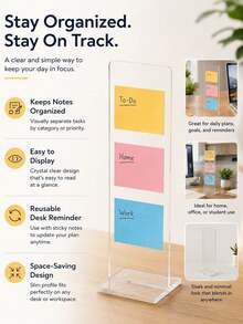 1pc Clear Acrylic Memo Holder, Modern Minimalist Vertical Memo Display Stand, Desktop Manager Task Reminder Planner, Office Clear Acrylic Display Stand, Back To School Supplies, Teacher Classroom Accessories, Home Desk Decor - Multicolor - View 7