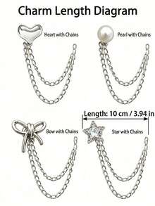 1/3/5pcs Multi-Functional Plastic & Metal Clothing And Trouser Leg Clips, Star-Shaped, Heart-Shaped, And Bow-Knot Faux Pearl Design, Non-Slip Pant Length Adjuster, Prevents Trouser Legs From Dragging On The Ground, Suitable For Jeans, - Multicolor - View 11
