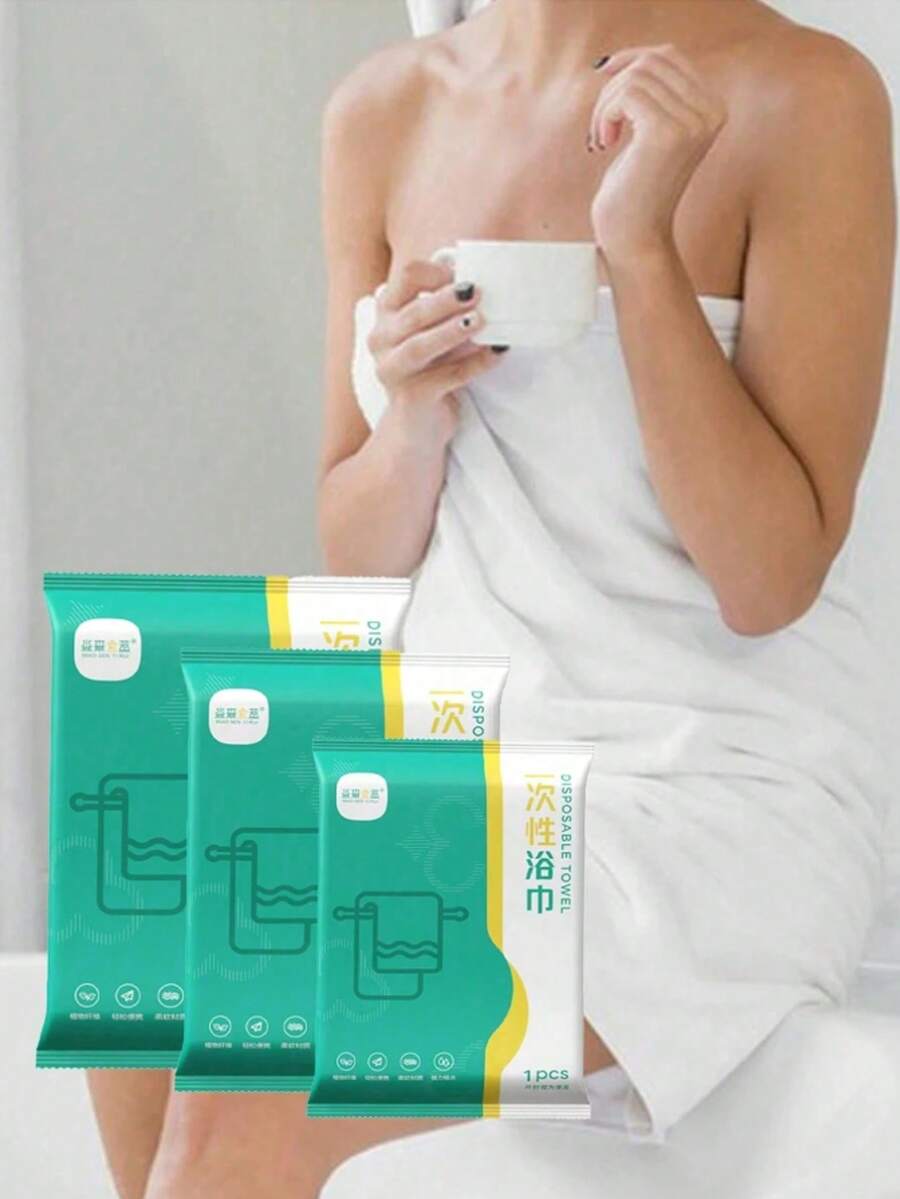 Disposable Luxury Thick Towels 5 Packs, 70gsm Soft Non-Woven Fabric, Individually Wrapped, 50x100cm, Suitable For Travel, Gym, And Outdoor Use - White - View 1