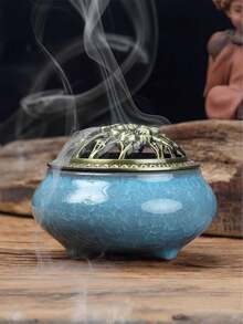 大型陶瓷香炉（配复古铜盖） - 含炭盘和蚊香架，中式香薰炉，适用于线香、线圈香和树脂香，是居家香氛和装饰品的理想之选。 - 同款 - 查看 19