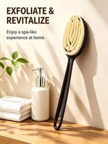 3pcs Long Handle Bath Brush Set, Includes Soft Bath Sponge And No-Drill Hook Exfoliating Back Brush, Gentle Skin-Friendly Shower Cleaning Tool, Unisex Multi-Function Bathroom Body Care Set, Travel Essential, Back To School - B - View 5