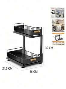 Two‑Tier Sliding Under‑Sink Storage Organizer , Adjustable‑Height Metal Rack With Pull‑Out Baskets, Available In 3 Colors, Cabinet Organizer For Kitchen Spices, Cleaning Supplies And Bathroom Toiletries - Multicolor - View 8