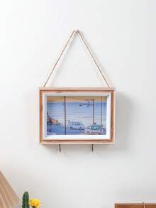 1pc Hanging Photo Frame With Bottom Hooks, Wall Mount Picture Frame For Photo Display, Multi‑Hook Design For Hanging Ornaments Shell Pinecone, Home Wall Decor For Bedroom Living Room Gallery Wall, Gift For Housewarming - Multicolor - View 13