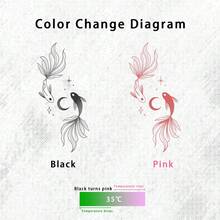 1pc Temperature‑Sensitive Color‑Changing Moon & Koi Fish Temporary Tattoo Sticker, Realistic Fake Tattoo Design, Suitable For Daily Wear, Bachelorette Party Favors, Music Festivals, Games, Graduation Gifts, Lasts 3‑5 Days - Multicolor - View 3