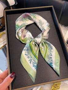 1pc Elegant Printed 27.6 Inch Square Scarf, Multi-Functional Headscarf, Can Be Used As Headband, Necktie, Fashion Accessory, Suitable For Women, Essential For Holiday Travel - Multicolor - View 2
