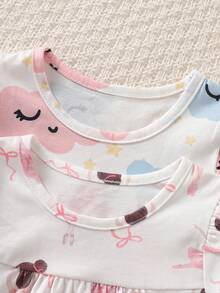 4pcs/Set Baby Girl Pajamas, Sleepwear, Home Wear, Cute Pattern Print, Sweet Lady Style, Spring/Autumn/Winter, Multi-Set - Multicolor - View 4
