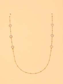 STONEFANS 1pc New Metal Bead Chain Heart Glasses Chain European & American Style Anti-Slip Rhinestone Mask Chain Lanyard - Love - View 8