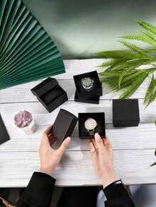 1/6/12pcs Nylon Watch Gift Box, Leather Lining, Rectangular Jewelry Display Box For Watches, Rings And Earrings - Elegant Storage Solution For Men And Women, Perfect Christmas And Valentine's Day Gift - Multicolor - View 3