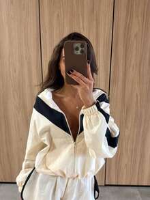 Beautiful Women's Jacket, Women's Spring Jacket, Autumn Jacket, Patchwork Design, Fashionable Versatile, Casual Commute Style, Autumn New Arrival, Elegant Winter Coat - Apricot - View 6