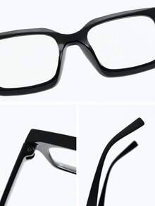 1 Pair Women's Plastic Square Frame Transparent Glasses, Suitable For Daily Walking,Office And Other Occasions, Can Be Used As A Fashion Accessory. - Black - View 8