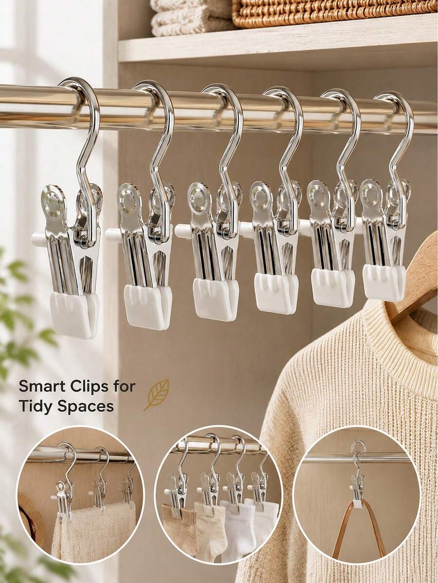 Stainless Steel Multi-Function Clothes Hanger, Wardrobe Storage Hanger For Clothes, Pants, Hats, Boots With Slip-Resistant Hook Decor, Room Decorations, Decorations, Decor, Storage, Organizer, Beachwear, Spring, Minimalist, Summer Tops - Multicolor - View 1