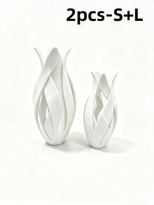 1/2pcs Twisted Petal Hollow Design Vase, Minimalist High-End Artistic Flower Vessel, Multi-Color Options, Desktop Display Decor, Dried Flower Reed Fresh Flower Arrangement Container, Bedroom Living Room Home Decoration - Twisted Petals - View 16