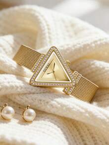 GUESS Women's Quartz Watch, Unique Triangular Gold Case Design, Exquisite Luxury Gift For Her, Perfect For Special Moments GW0504L3 GW0508L2 GW0508L1 - one-size - View 2