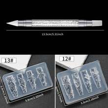 2Pcs 3D Flower Silicone Nail Mold With Dual‑Ended Wax Pen Embossed Floral Nail Art Mould Carving Tool Set For DIY Nail Decoration - Multicolor - View 3