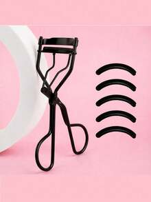 Portable Black Eyelash Curler, Includes 12 Silicone Pads, 1 Box, Long-Lasting Big Eye Effect, No Damage To Eyelashes, Suitable For Daily Makeup And Eyelash Curling - Black - View 4