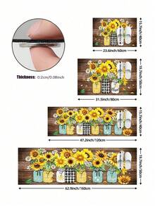 1pc 2D Autumn Floor Mat, Vintage Sunflower Pattern Diatomaceous Earth Mat, Super Absorbent, Non-Slip, Perfect For Bathroom, Kitchen And Dining Room, Quick Dry, Machine Washable, Perfect Gift For Home Decor And Bathroom Mat, Autumn Gift! - Multicolor - View 8