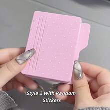 Portable Flip Chain Mini Photo Card Album, Cute Cartoon Sticker Decorated Mini Photo Card Storage Book, Pocket Size Idol Collection Card Storage Book - A - View 3