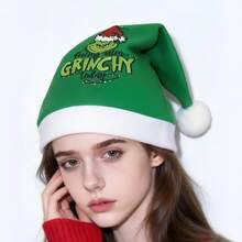 The Grinch The Green Plush Christmas Hat With Embroidery And Color Block Design, Adult Holiday Party Hat - Multiple Styles - View 6