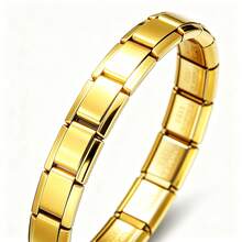1pc Stainless Steel Elastic Fashion Bracelet, Adjustable Bracelet, Suitable For Daily Wear - Gold - View 8